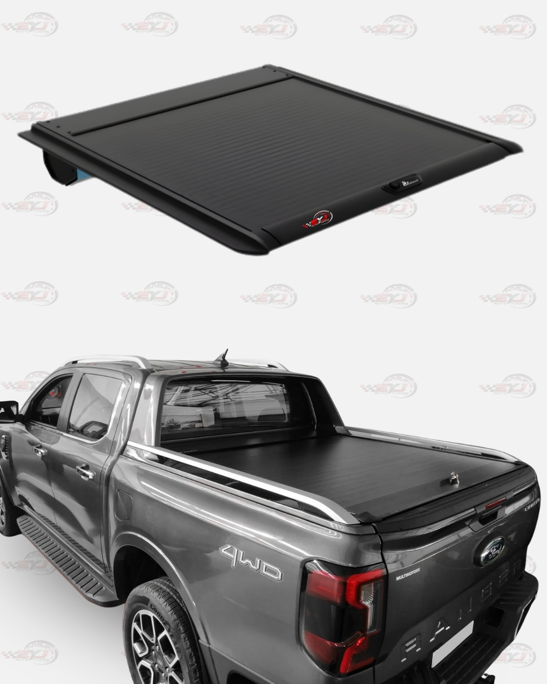 TAPA DE CAMA ENROLLABLE FORD RANGER /AMAROK 25 CON ROLL BAR