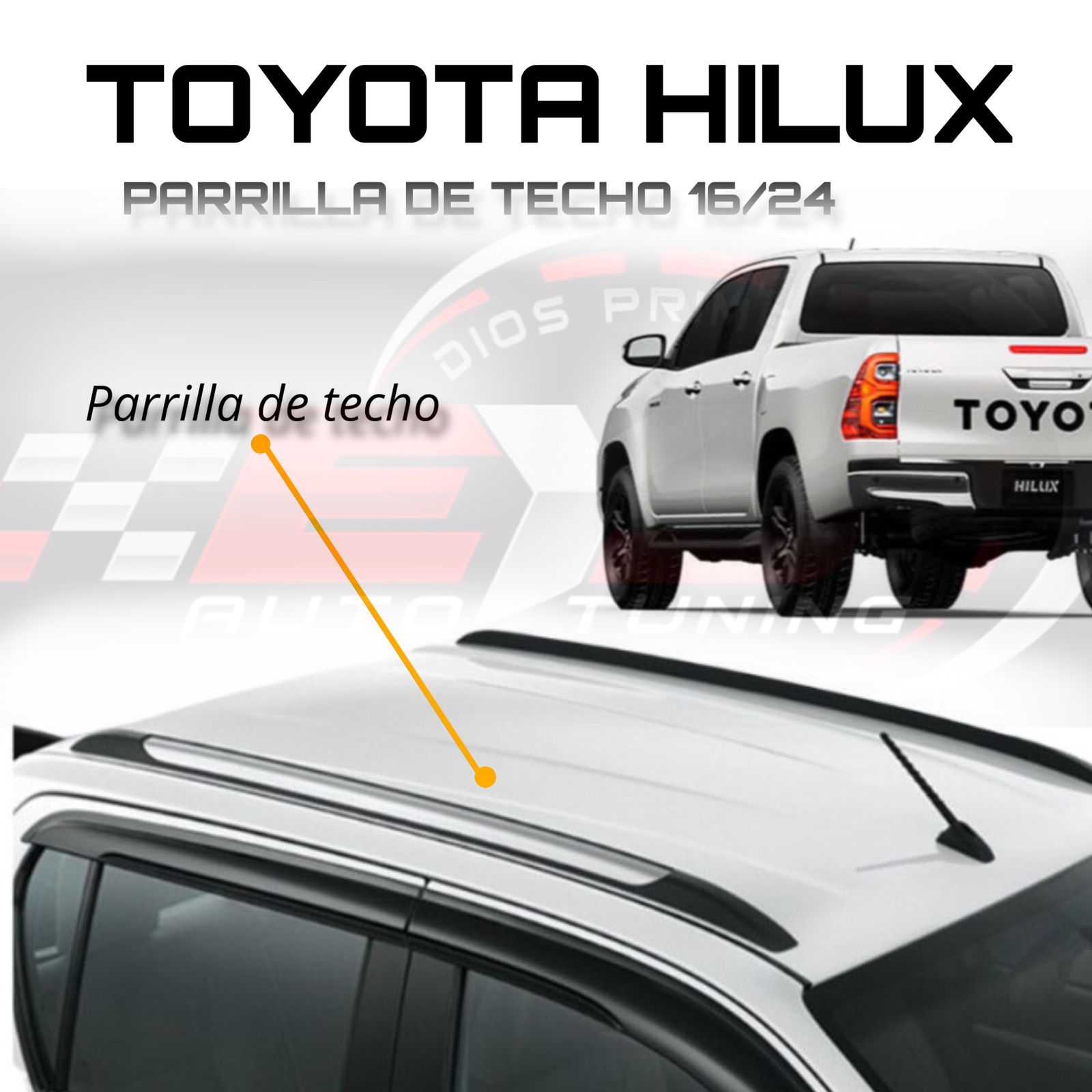 PARRILLA DE TECHO TOYOTA HILUX 16-24 NEGRA/PLATEADA